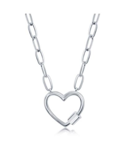 Ожерелье-подвеска Simona Sterling Silver Heart Carabiner Paperclip