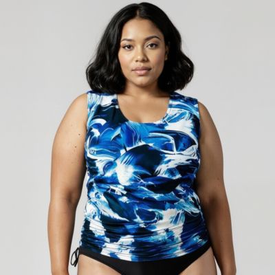 Calypsa Plus Size Closed Back UPF 50+ Tankini Maya Swim Top