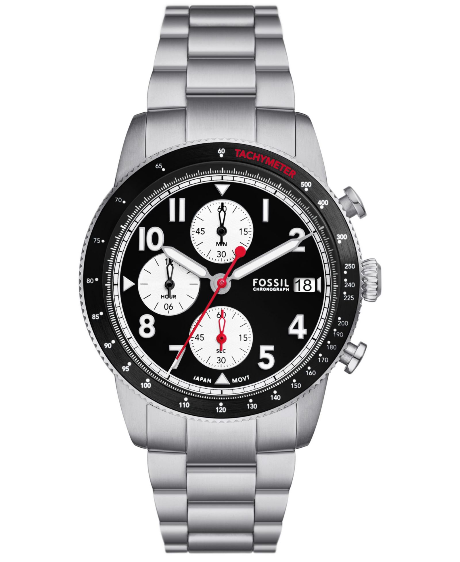 Мужские наручные часы Fossil Sport Tourer Chronograph Silver-Tone Stainless Steel 42mm