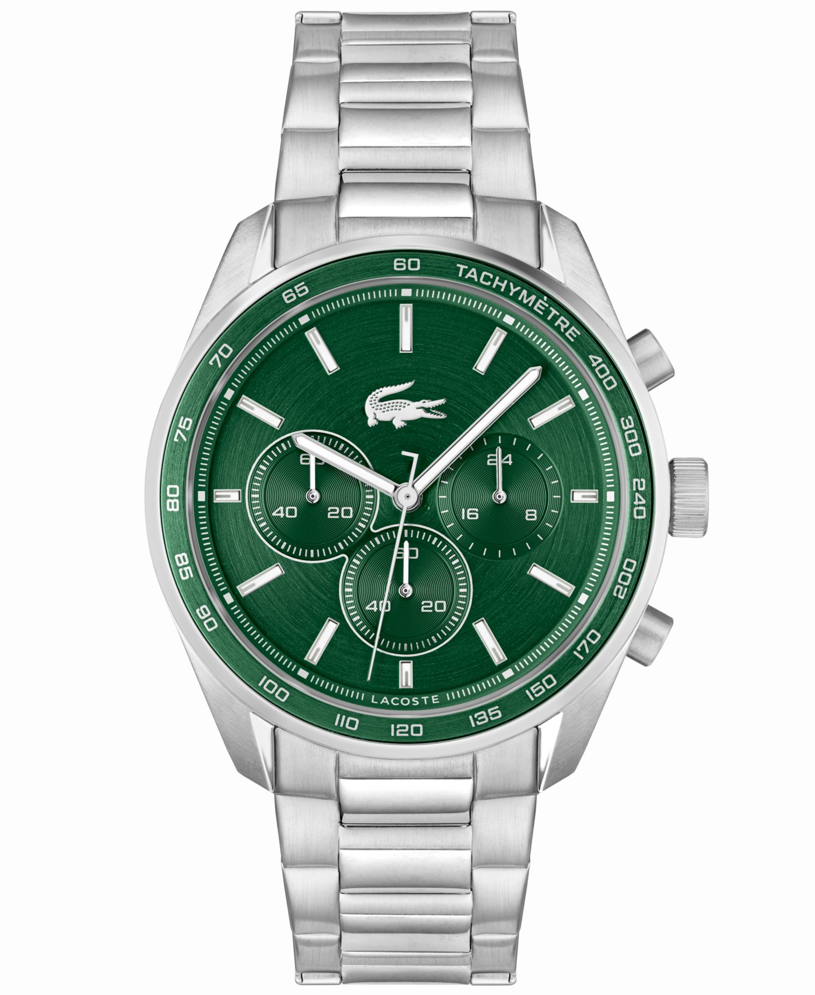 Lacoste Men's Boston Chronograph Silver-tone Stainless Steel Bracelet Watch 42mm