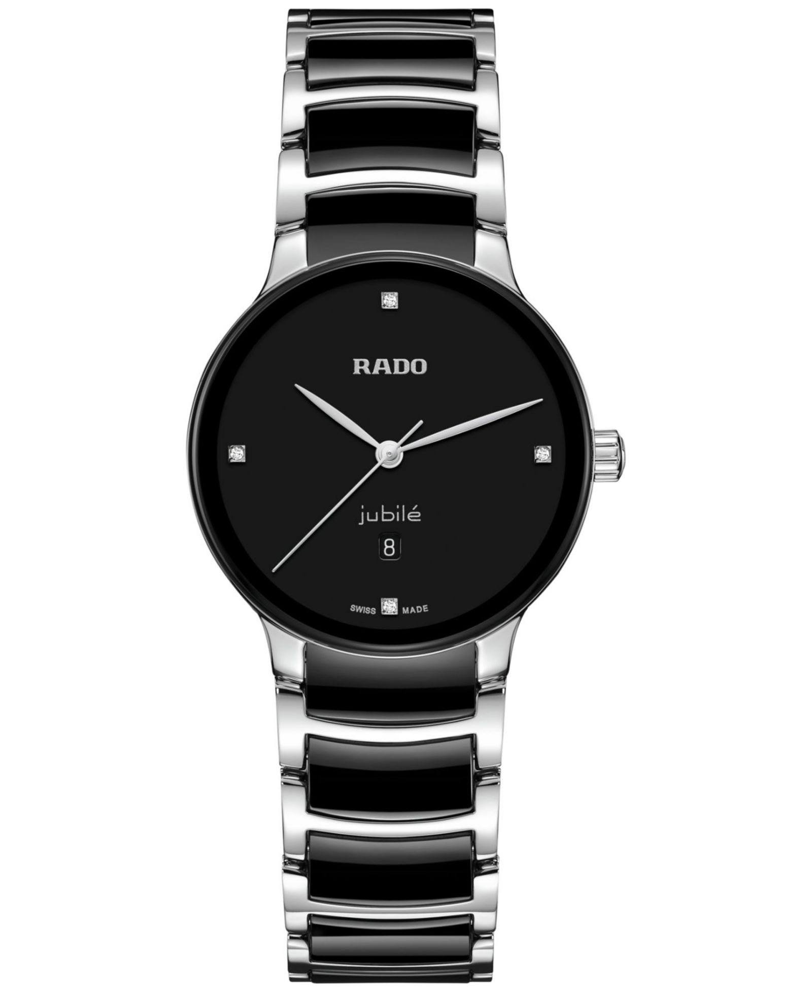 Женские часы Rado Swiss Centrix Diamond Accent Black Ceramic & Stainless Steel 31mm