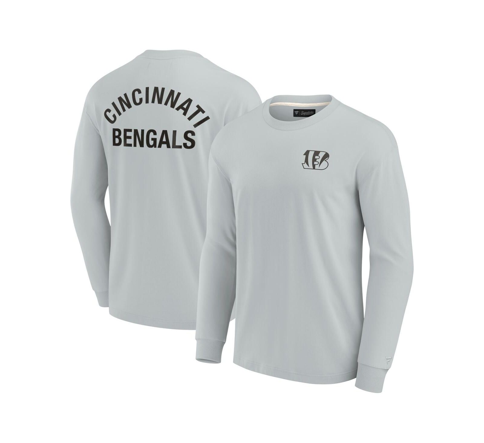 Мужская и женская футболка Fanatics Signature Gray Cincinnati Bengals Super Soft Long Sleeve