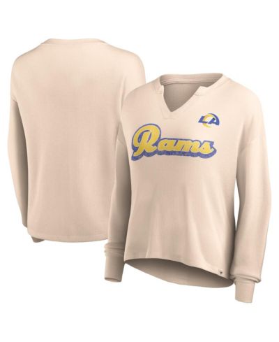 Женская футболка Fanatics Los Angeles Rams Waffle Knit Long Sleeve Tan Distressed