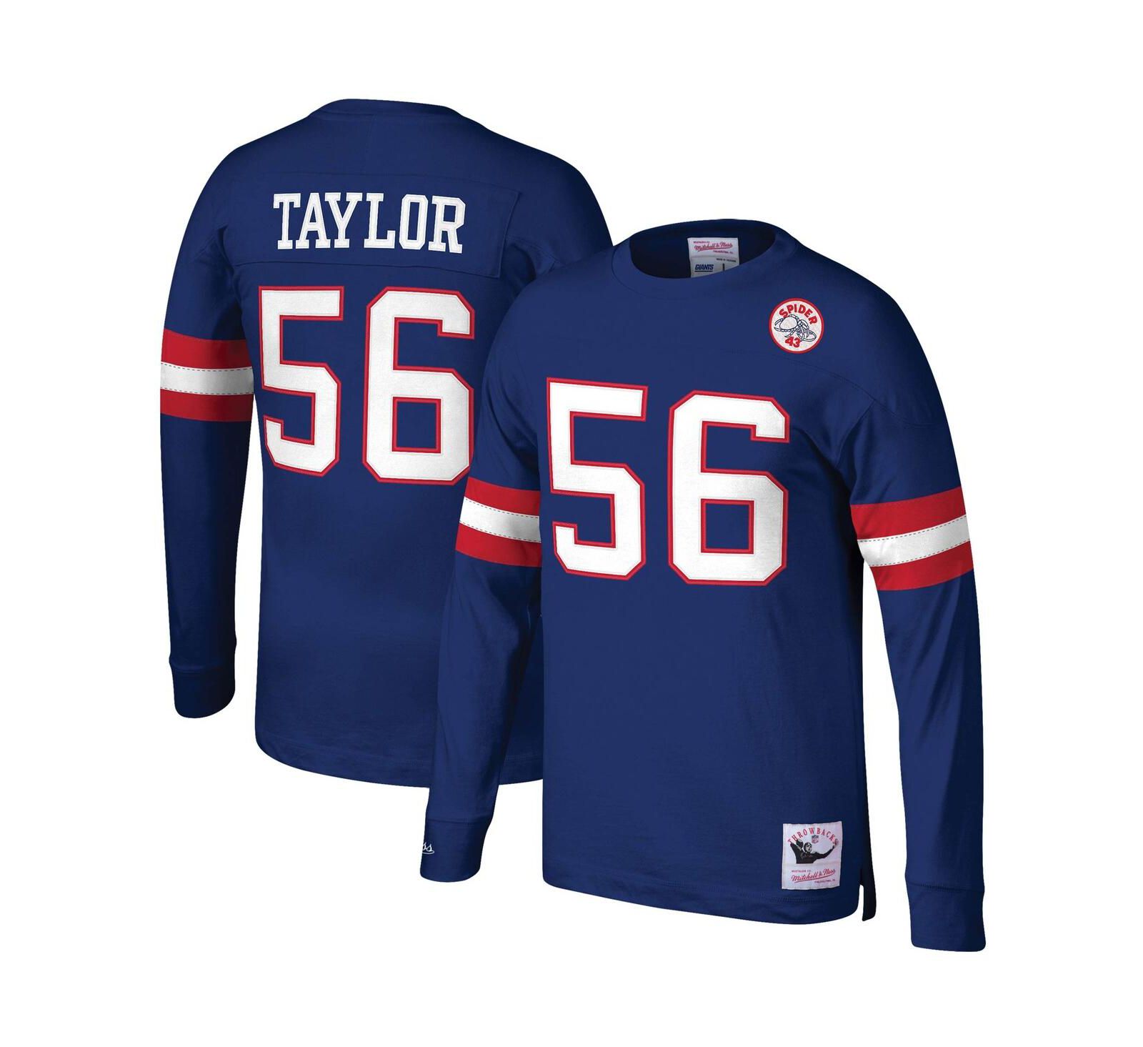 Мужская футболка Mitchell & Ness Lawrence Taylor Royal New York Giants Big and Tall Cut & Sew Player Name and Number Long Sleeve