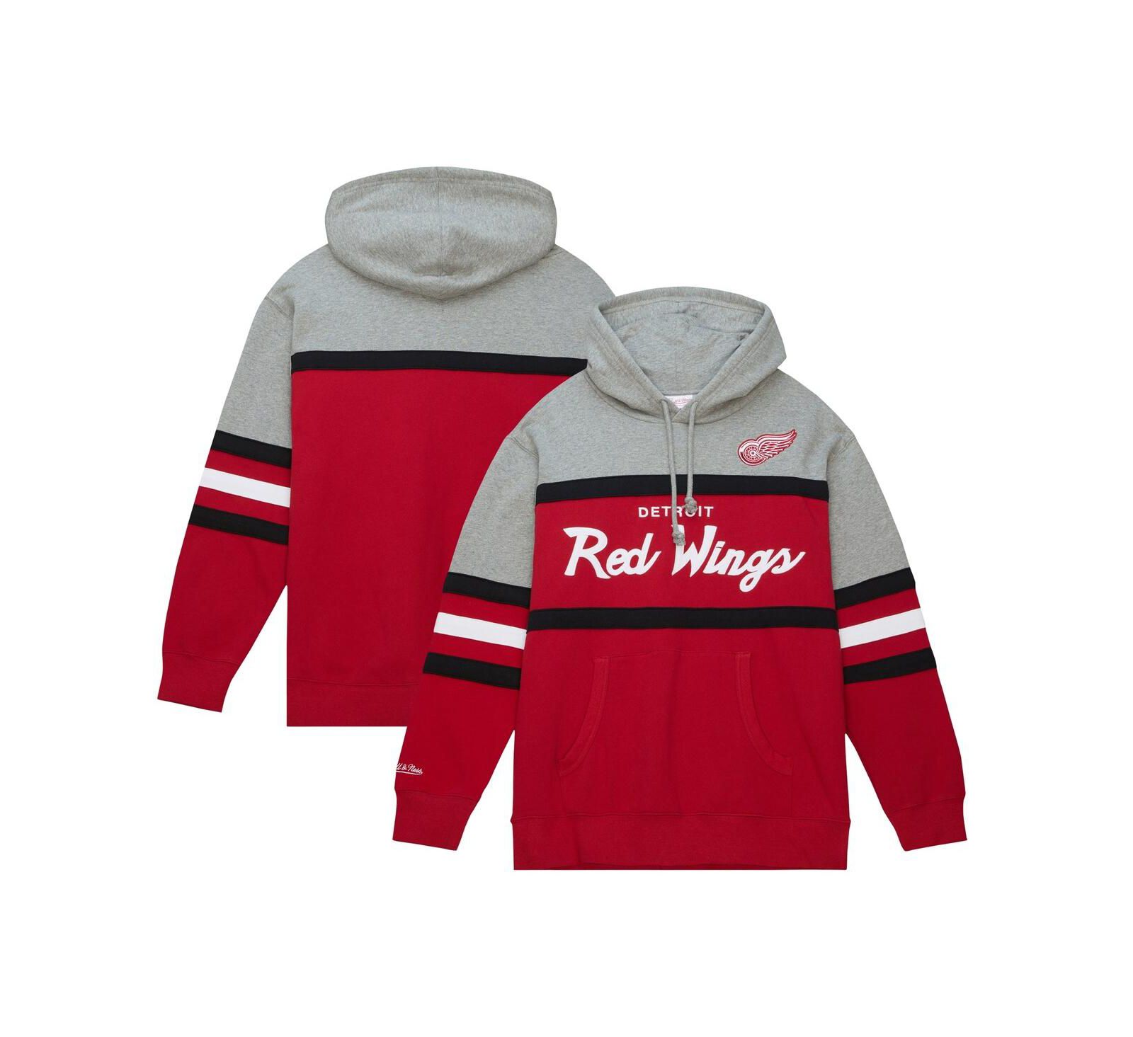 Мужской толстовка-худи Mitchell & Ness Red, Gray Detroit Red Wings Head Coach Pullover