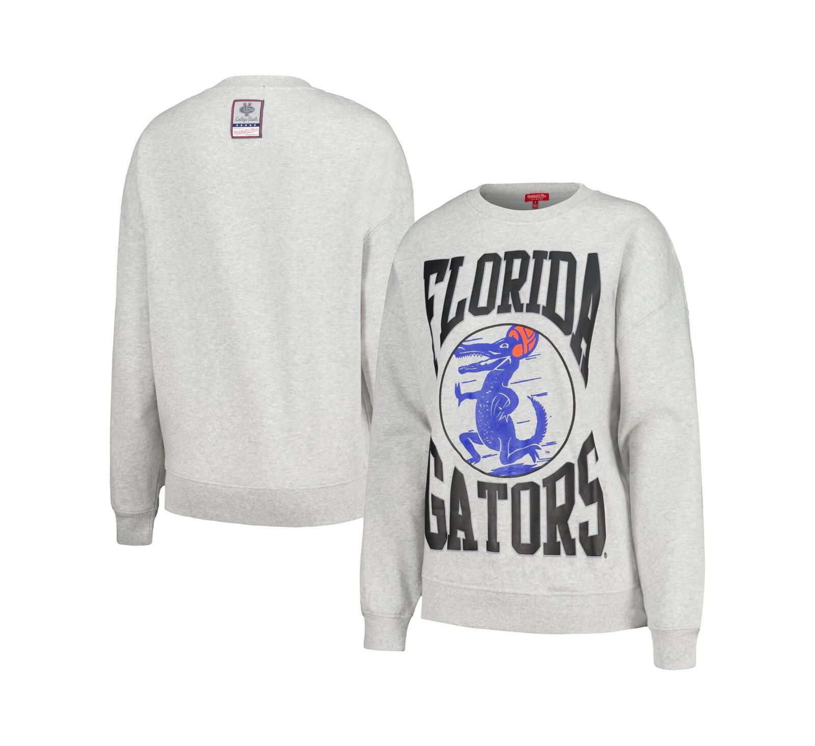 Женский свитшот Mitchell & Ness Heather Gray Florida Gators Oversized Logo Lightweight Pullover