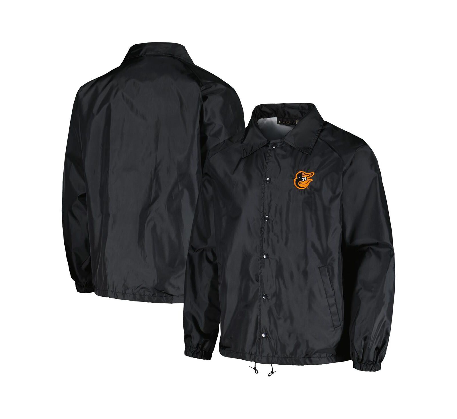 Men's Dunbrooke Black Baltimore Orioles Coach's Raglan Full-Snap Windbreaker Jacket