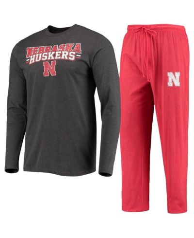 Concepts Sport Мужской комплект для сна (лонгслив и брюки) Nebraska Huskers, алый и угольный