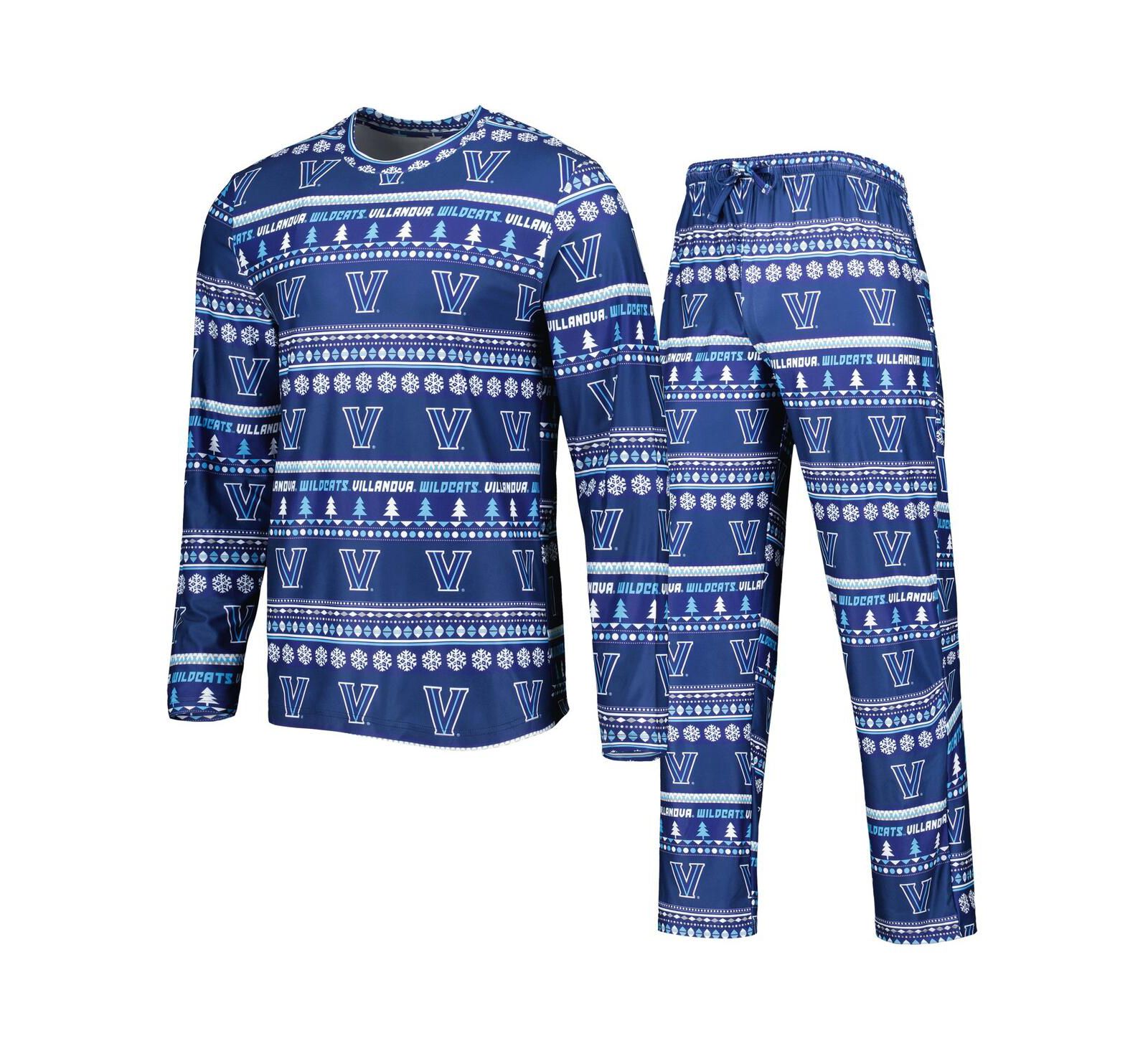 Мужской комплект для сна Concepts Sport: футболка с длинным рукавом и брюки Villanova Wildcats Navy