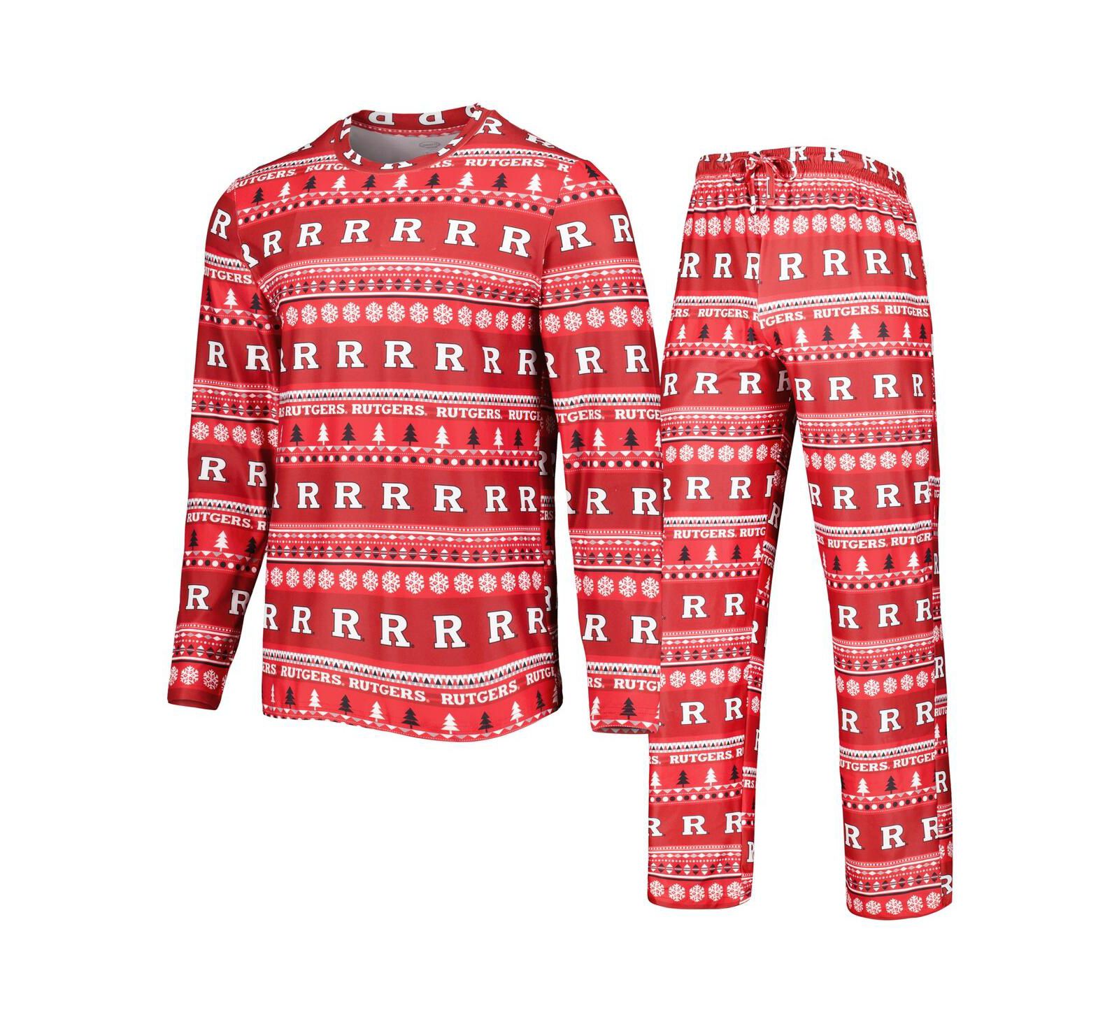 Мужской комплект Concepts Sport Scarlet Rutgers Scarlet Knights Swivel Long Sleeve T-shirt и Pants Sleep Set