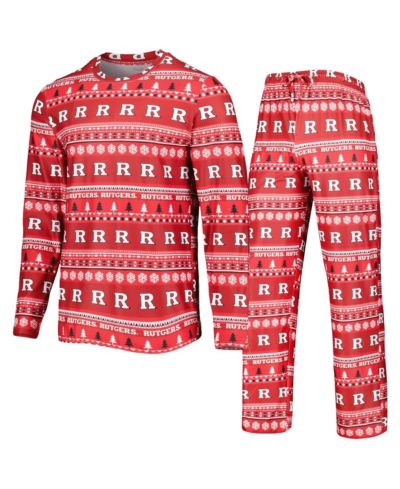 Мужской комплект Concepts Sport Scarlet Rutgers Scarlet Knights Swivel Long Sleeve T-shirt и Pants Sleep Set