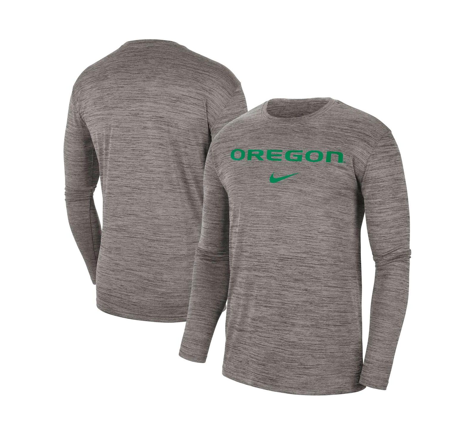 Men's Nike Heather Gray Oregon Ducks Team Velocity Performance Long Sleeve T-shirt