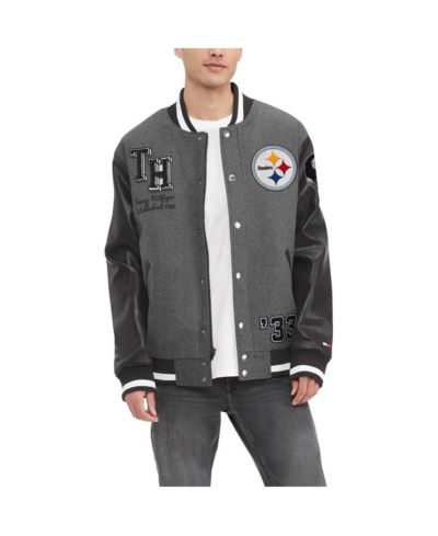 Мужская куртка Tommy Hilfiger Heather Gray, Black Pittsburgh Steelers Gunner Full-Zip Varsity