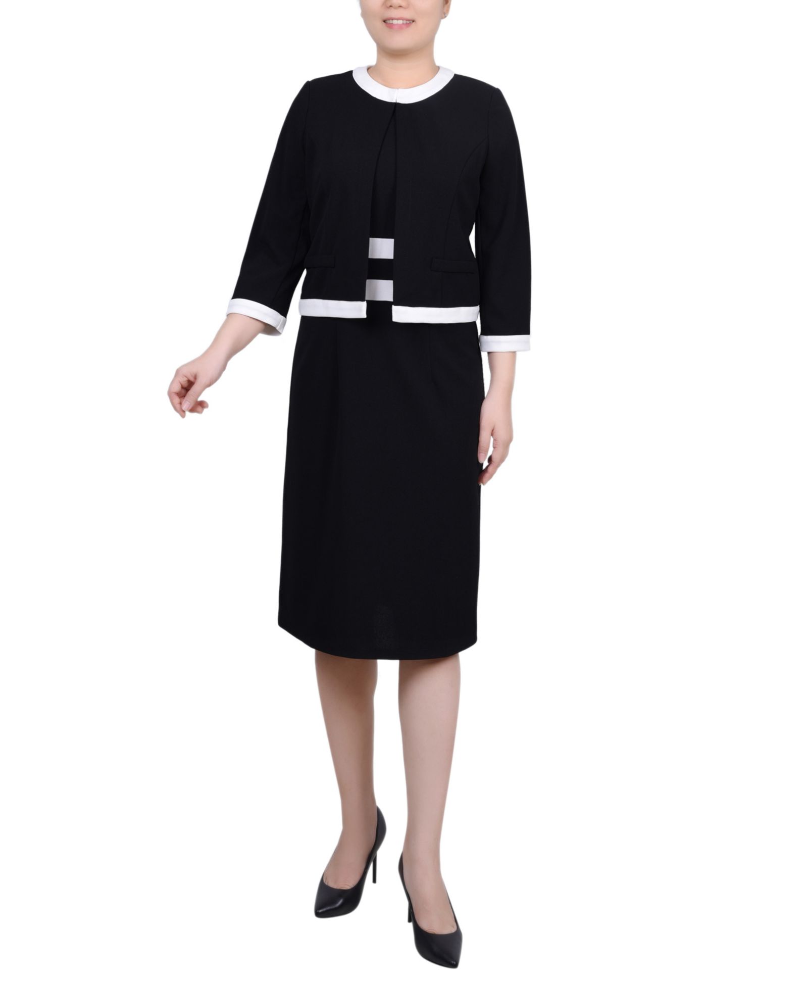 Женский комплект из 2 предметов NY Collection Elbow Sleeve Colorblocked Dress