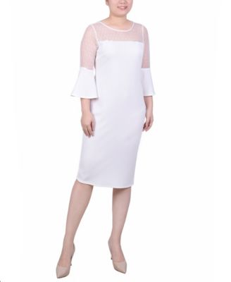NY Collection Women's Illusion Neck Scuba Dress