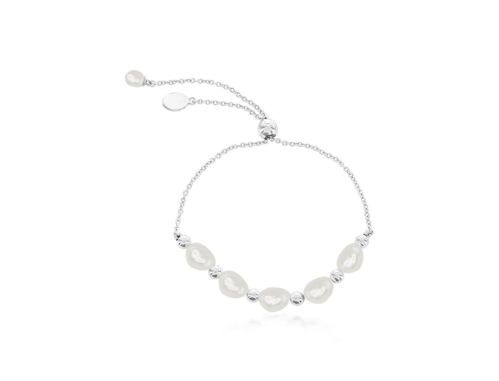 Sterling Silver or Gold Plated Over Sterling Silver Freshwater Pearl Bead Adjustable Bolo Bracelet