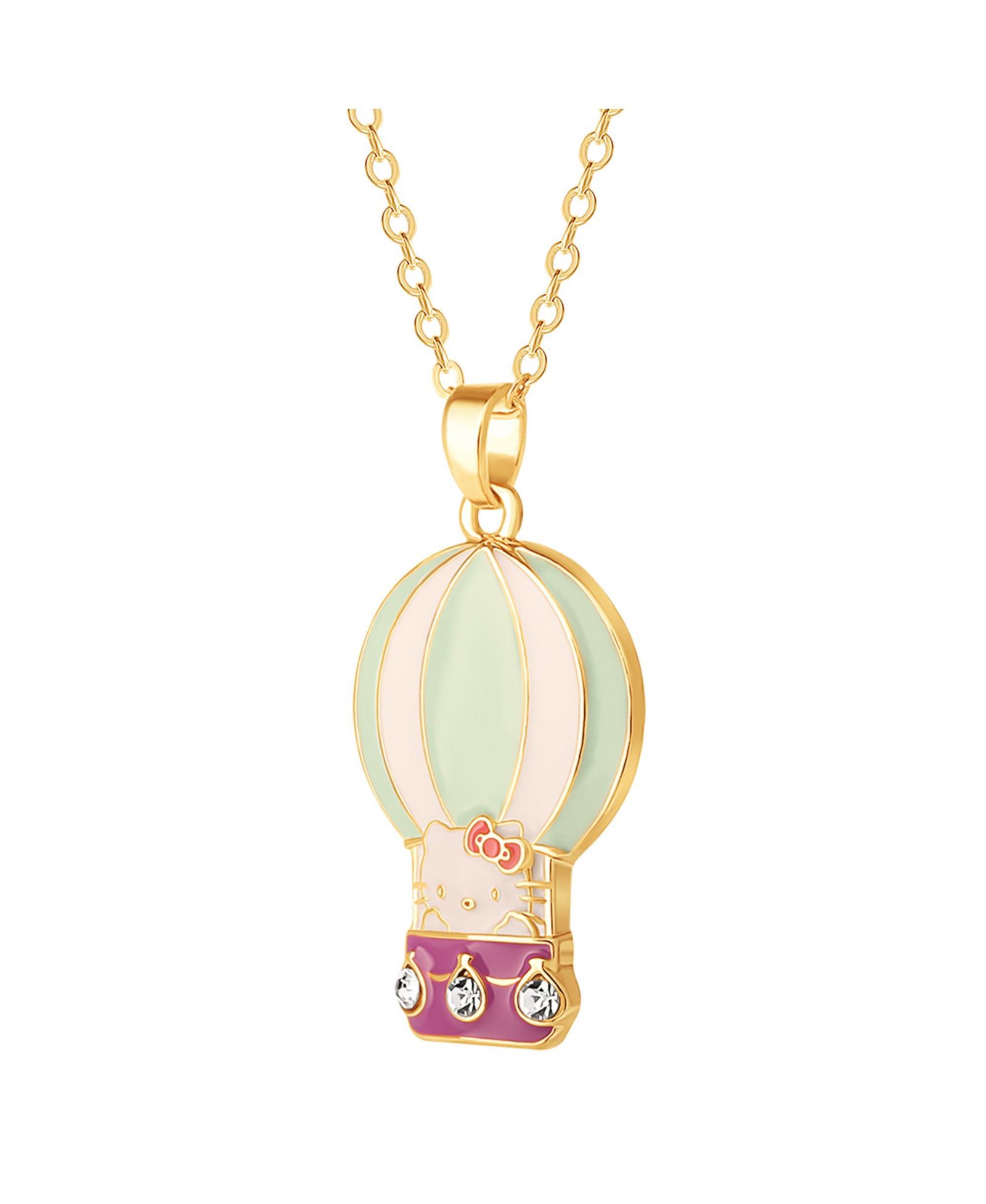 Подвеска Sanrio Hello Kitty Enamel and Clear Crystal 3D Hot Air Balloon, 16+ 2'' Chain