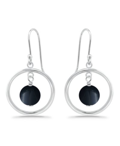 Серьги-подвески Macy's Silver Plated Multi Genuine Stone Circle Drop