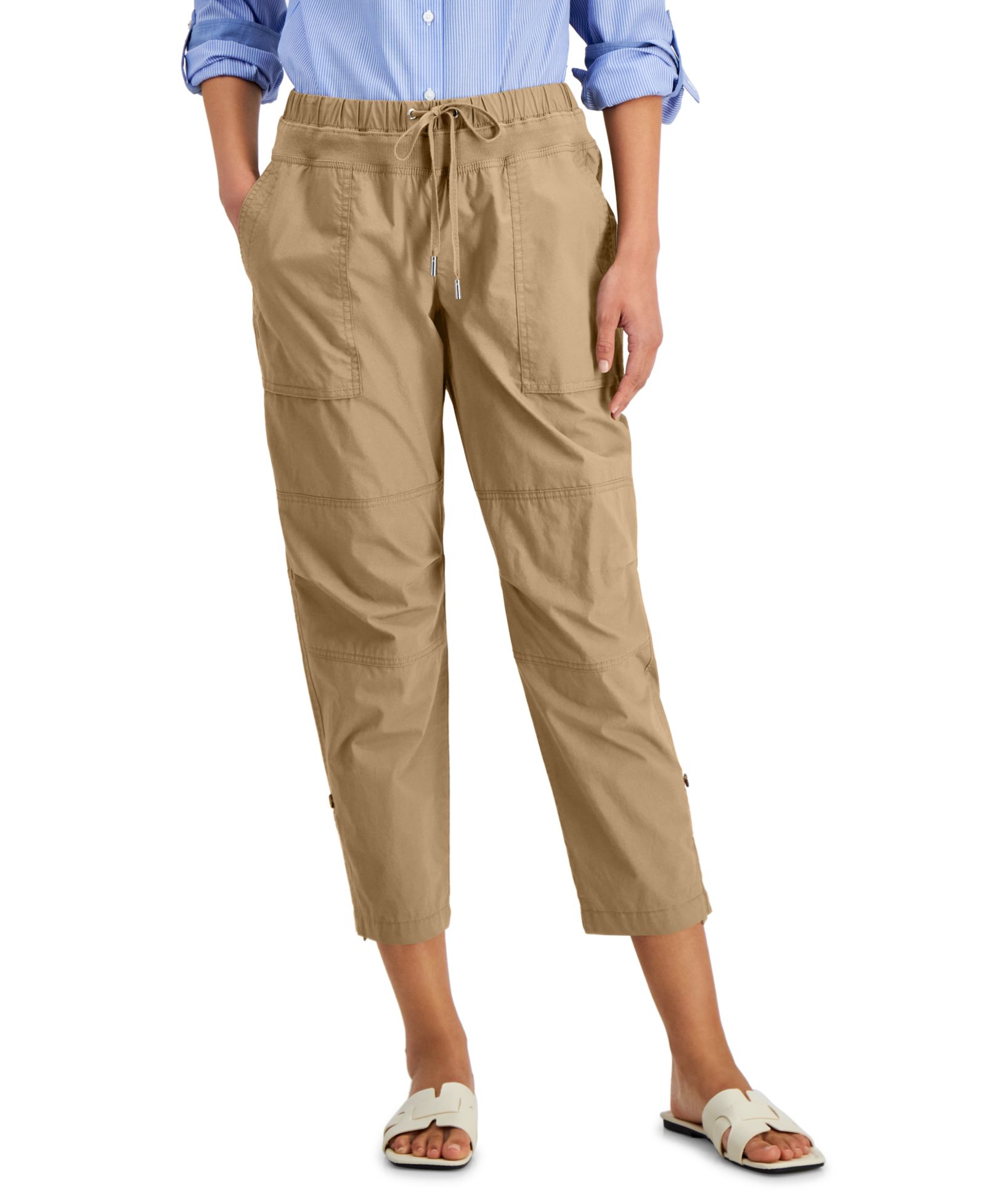 Nautica Women's Cotton Roll-Tab Utility Pants