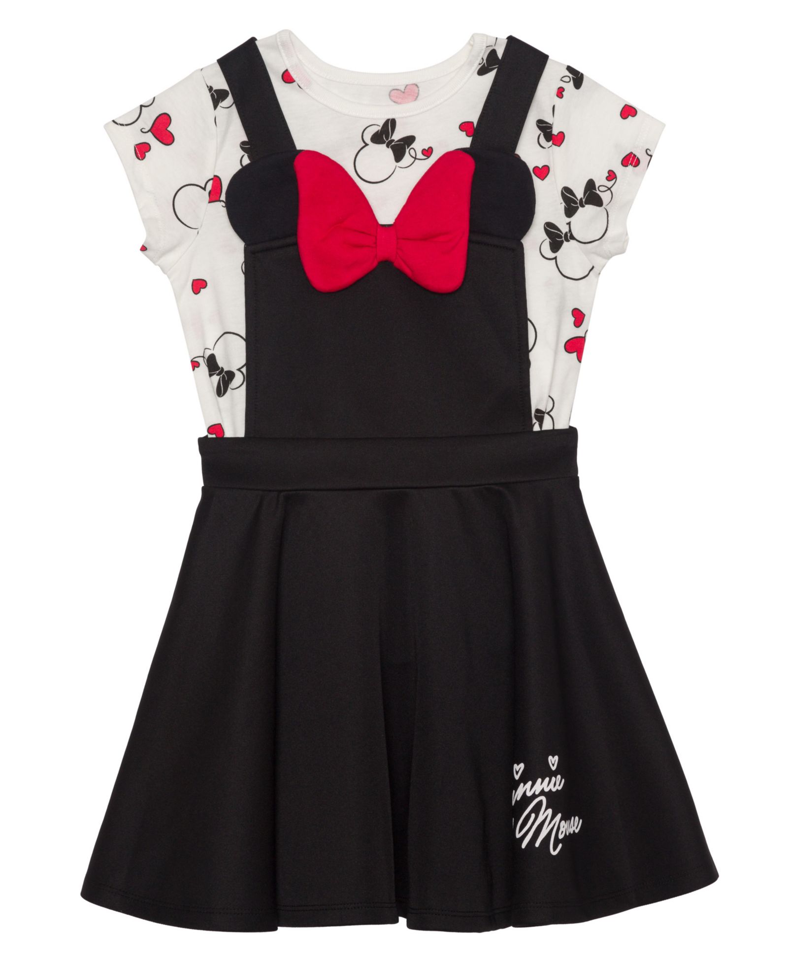 Детский комплект Disney: футболка и платье с принтом Minnie Hearts, 2 предмета, размер 4-6X