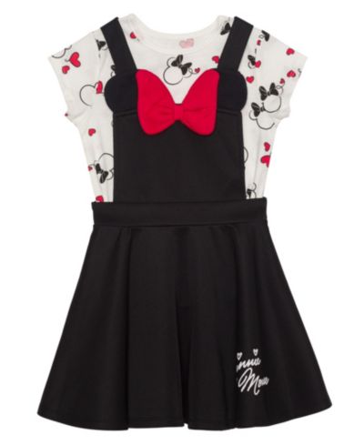 Детский комплект Disney: футболка и платье с принтом Minnie Hearts, 2 предмета, размер 4-6X