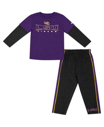 Toddler Boys and Girls Colosseum Purple, Black LSU Tigers Long Sleeve T-shirt and Pants Set