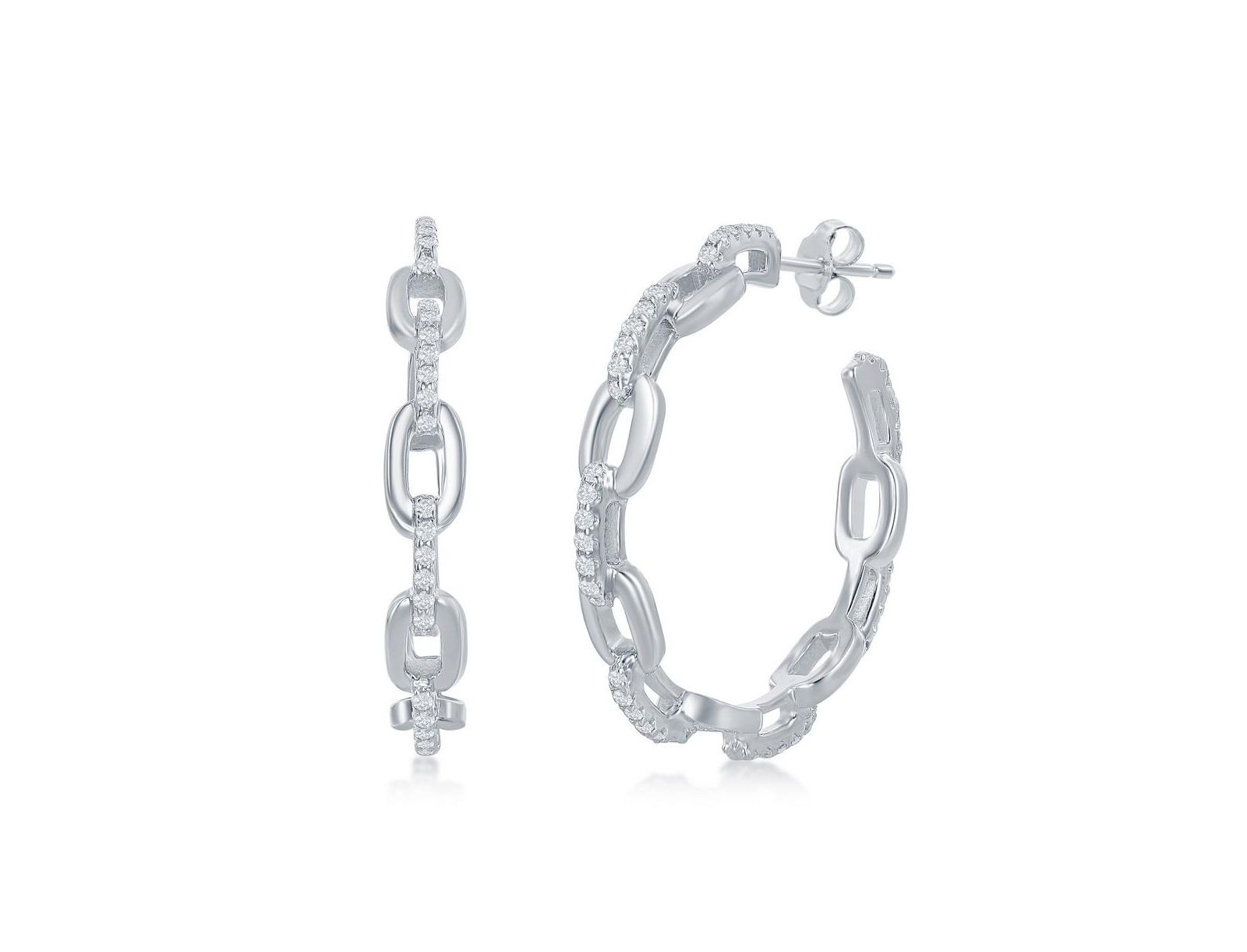 Серьги-кольца Simona из стерлингового серебра или позолоченного серебра, 32mm Paperclip CZ
