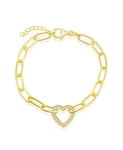 Браслет Sterling или Plated Over Sterling CZ Heart Paperclip