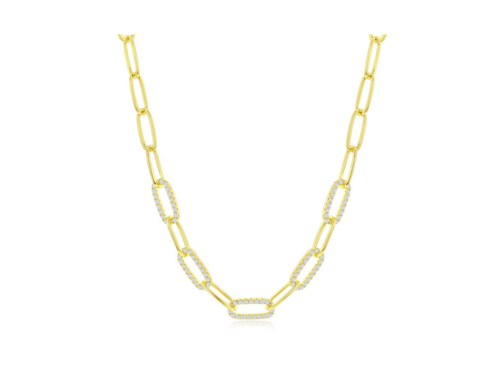 Ожерелье Simona Sterling or Plated Over Sterling CZ Paperclip