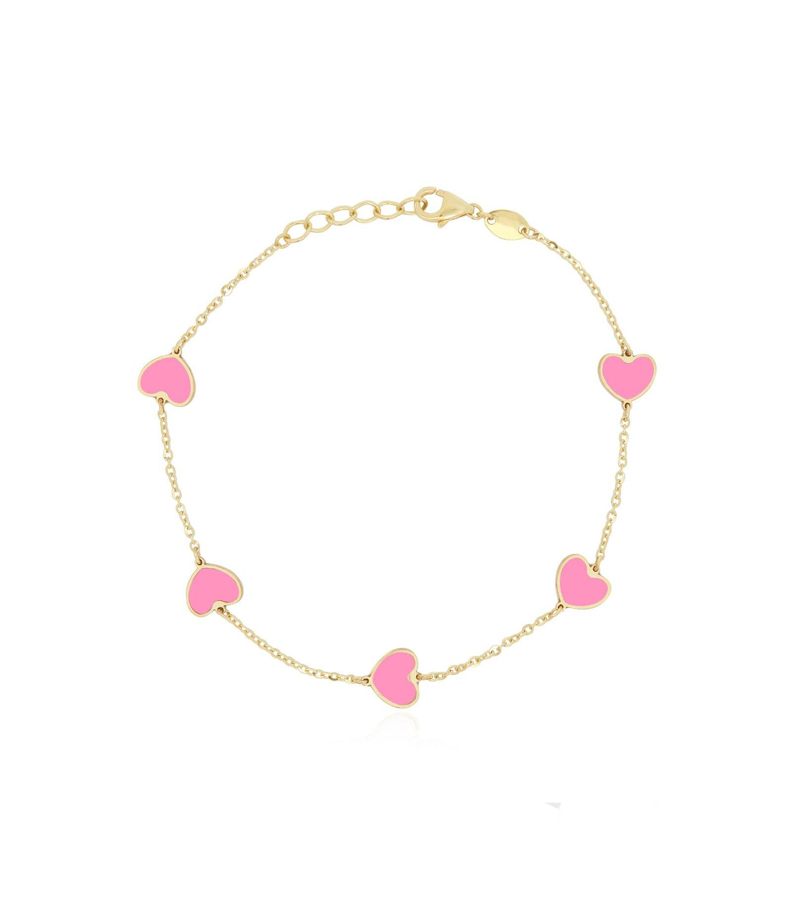 Браслет The Lovery Bubblegum Pink Heart Station из 14K Gold