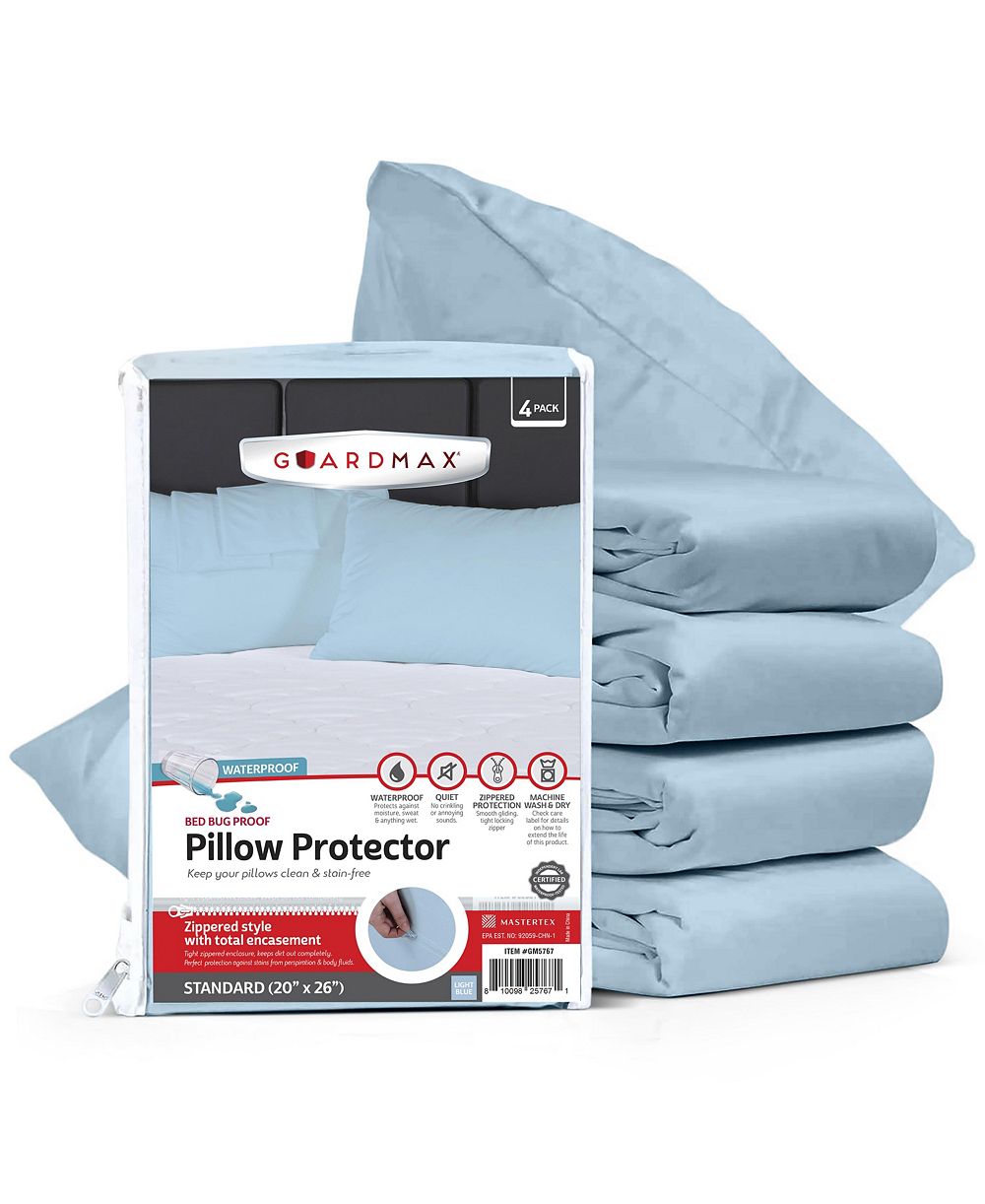 Guardmax  Standard Size Waterproof Pillow Protector with Zipper (4 Pack)