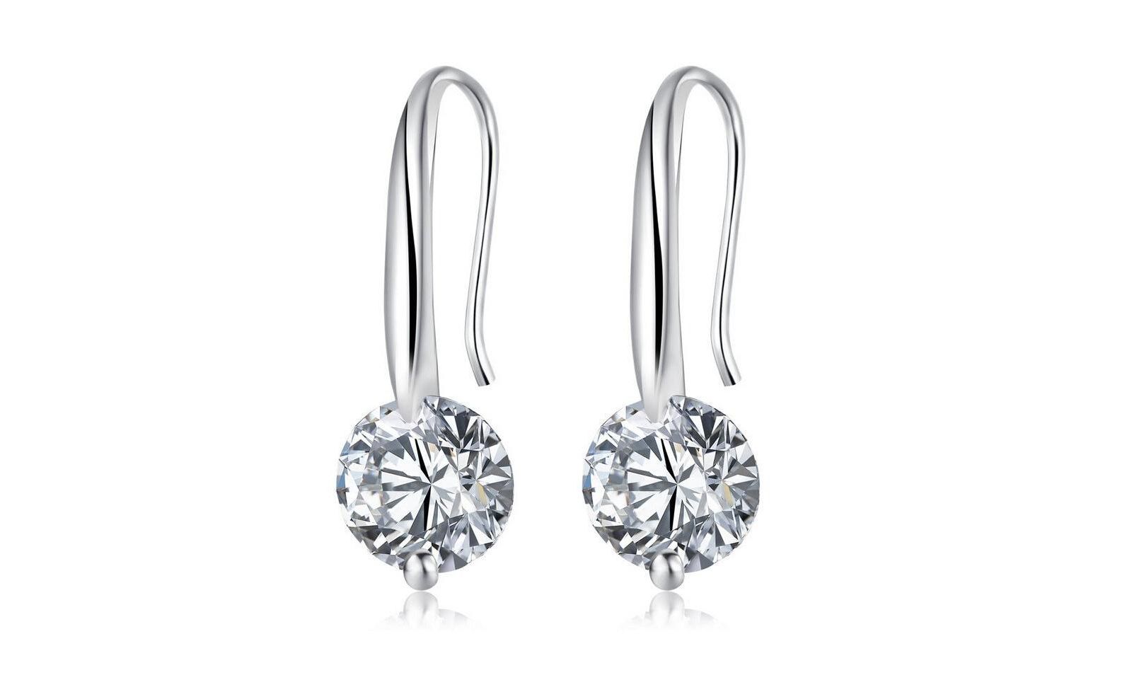 Серьги с подвесками из кристалла с камнем Cubic Zirconia 1.5 Carat