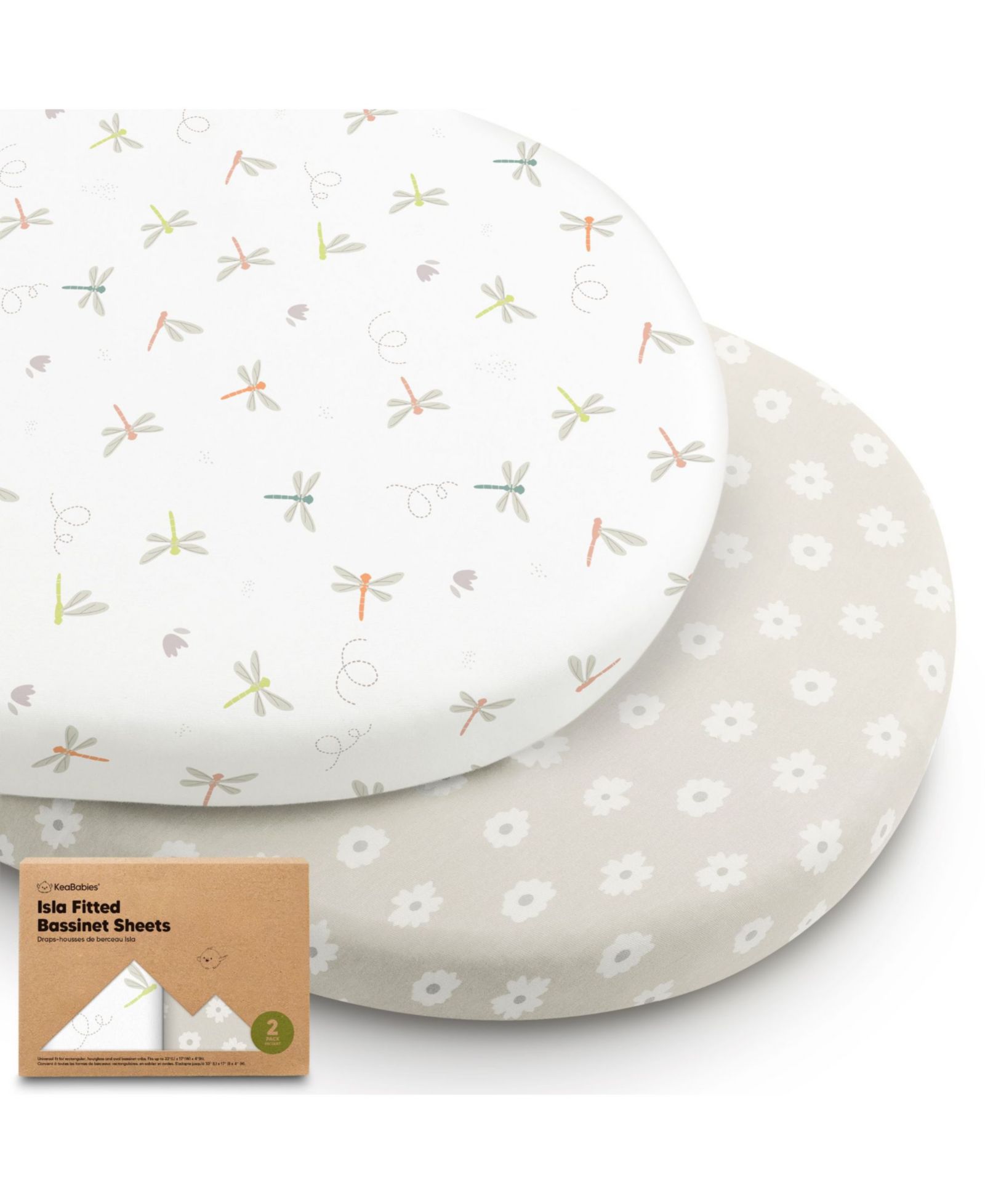 KeaBabies Bassinet Sheet for Baby Girls, Boys, 2-Pack Isla Fitted Bassinet Sheets, Bassinet Mattress Sheets