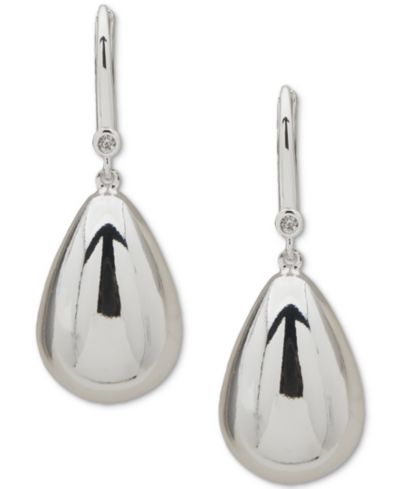 Серьги-подвески DKNY Silver-Tone Puffy Sculptural Tear-Shape