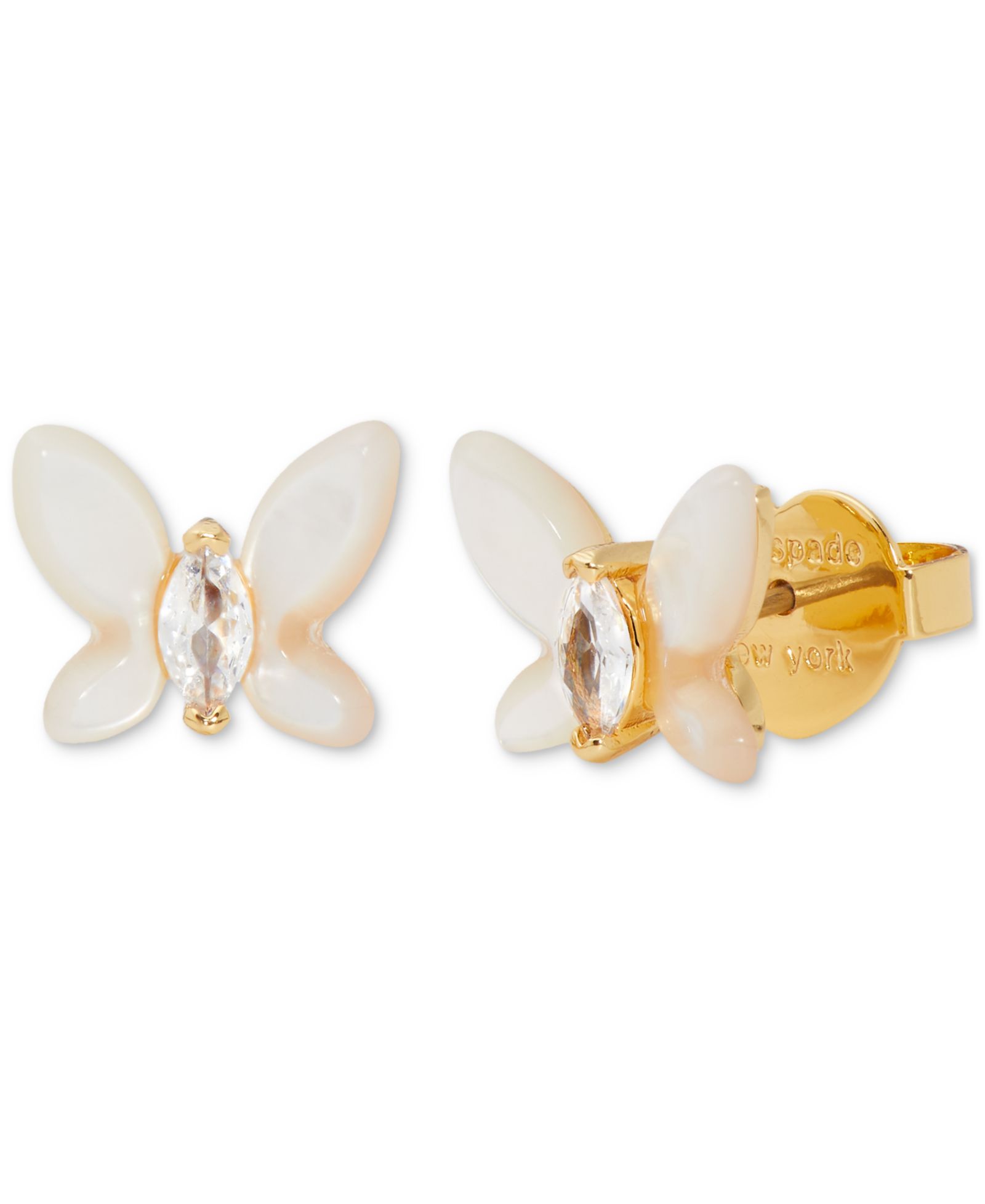 Серьги-гвоздики Kate Spade New York Gold-Tone Cubic Zirconia & Colored Butterfly Mini