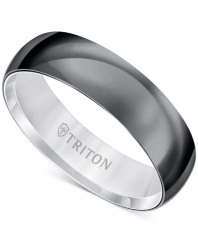 Triton Men's Titan Wedding Band in Black & White Titanium