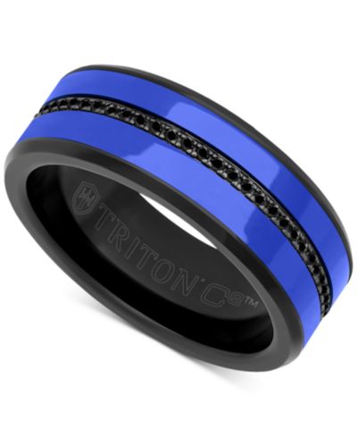 Triton Мужское свадебное кольцо из черного сапфира и керамики (1/4 ct. t.w.) из карбида вольфрама
