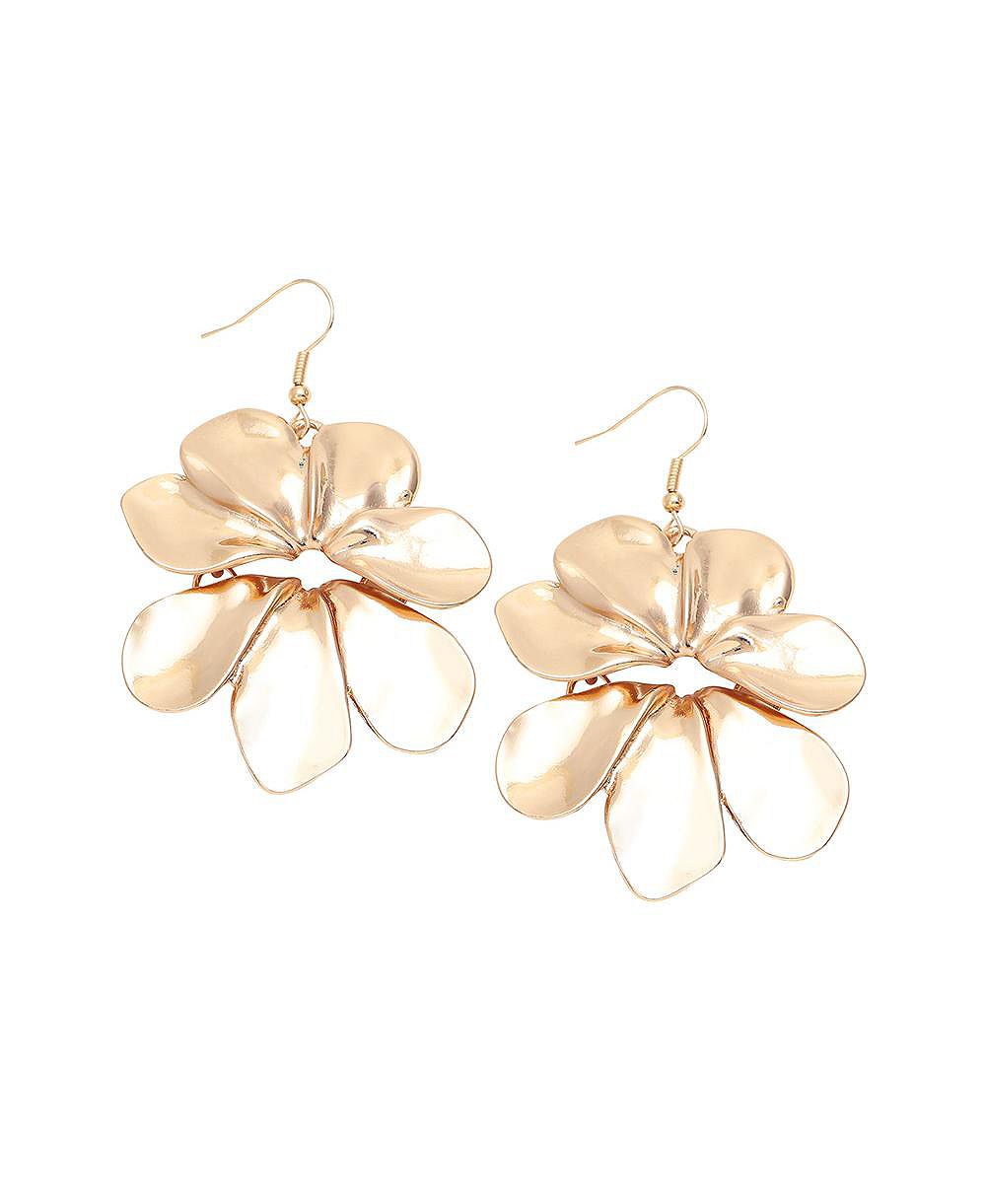 Женские золотые серьги-подвески SOHI Metallic Flora