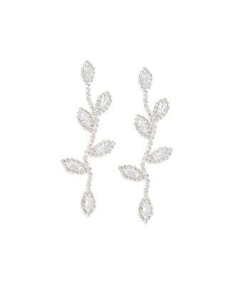 SOHI Women's Silver  Embellished Foliage Drop Earrings