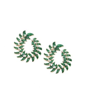 SOHI Women's Green  Wreath Drop Earrings