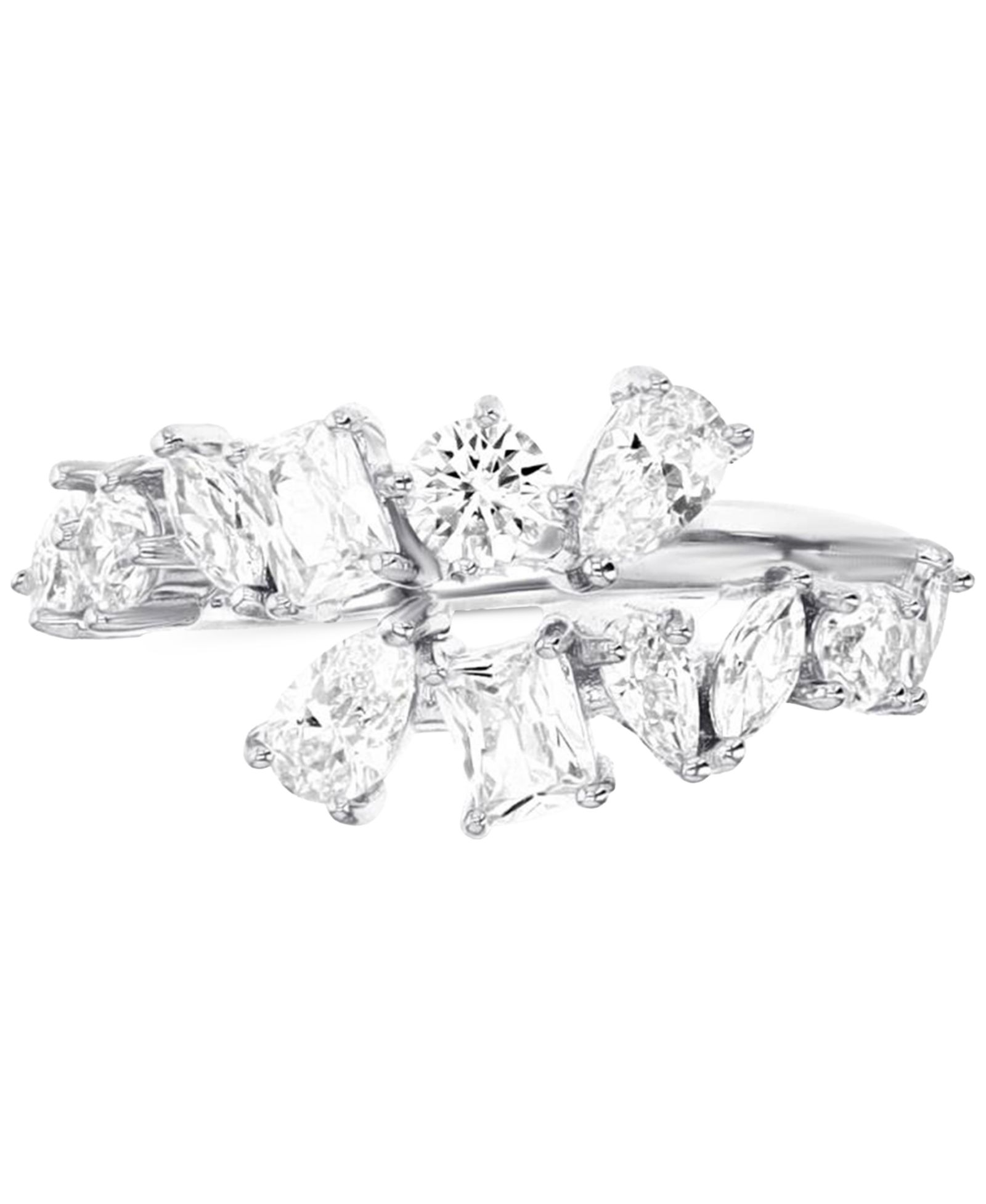 Кольцо с горизонтальным кластером Cubic Zirconia Multi-Cut