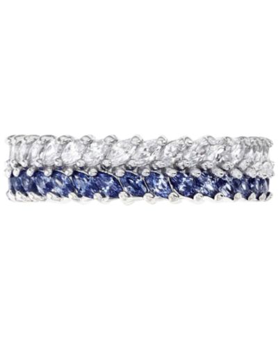 Кольцо Cubic Zirconia Blue & White Marquise Chevron Eternity Band в Sterling Silver