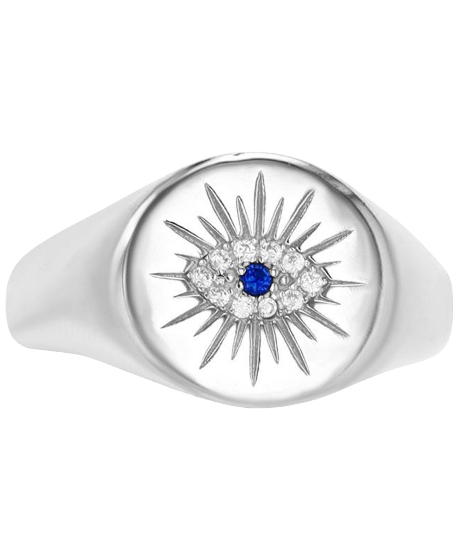 Кольцо Cubic Zirconia & Lab Grown Blue Spinel Accent Evil Eye Sterling Silver