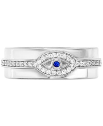 Кольцо Cubic Zirconia & Lab Grown Blue Spinel Accent Evil Eye Band