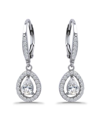 Серьги-подвески Giani Bernini Cubic Zirconia Pear Teardrop Halo Leverback из стерлингового серебра с напылением 18k Gold-Plated