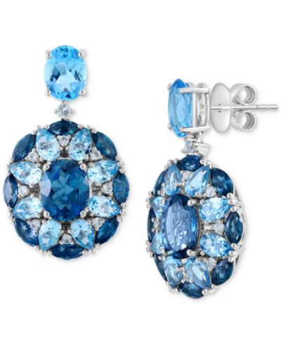 Серьги-подвески EFFY® Multi-Topaz Cluster в стерлинговом серебре