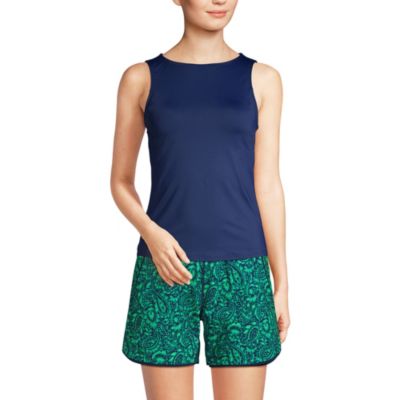 Lands' End Women's Long High Neck UPF 50 Sun Protection Modest Tankini Swimsuit Top