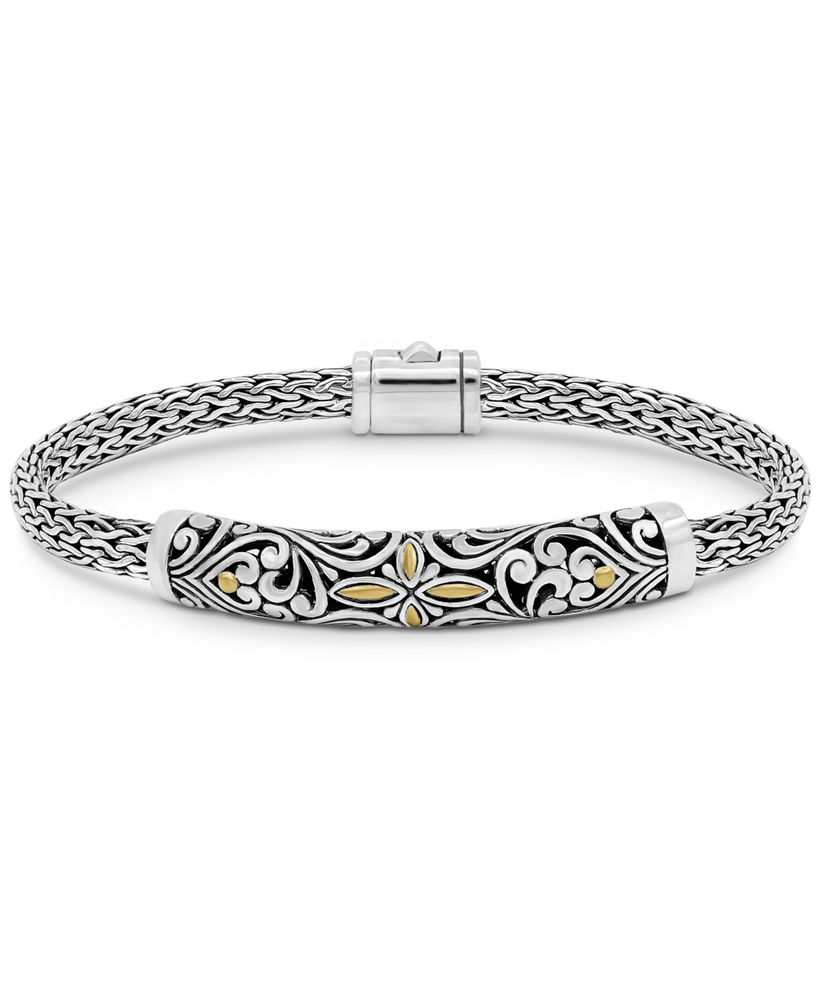 Браслет DEVATA Bali Filigree с цепочкой Dragon Bone из стерлингового серебра и 18K Gold
