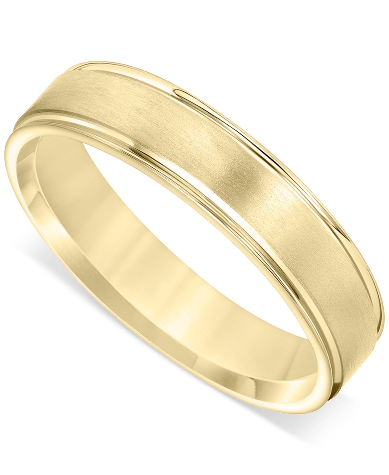 Мужской Satin Finish Beveled Edge Band in 18k Gold-Plated Sterling Silver or Sterling Silver