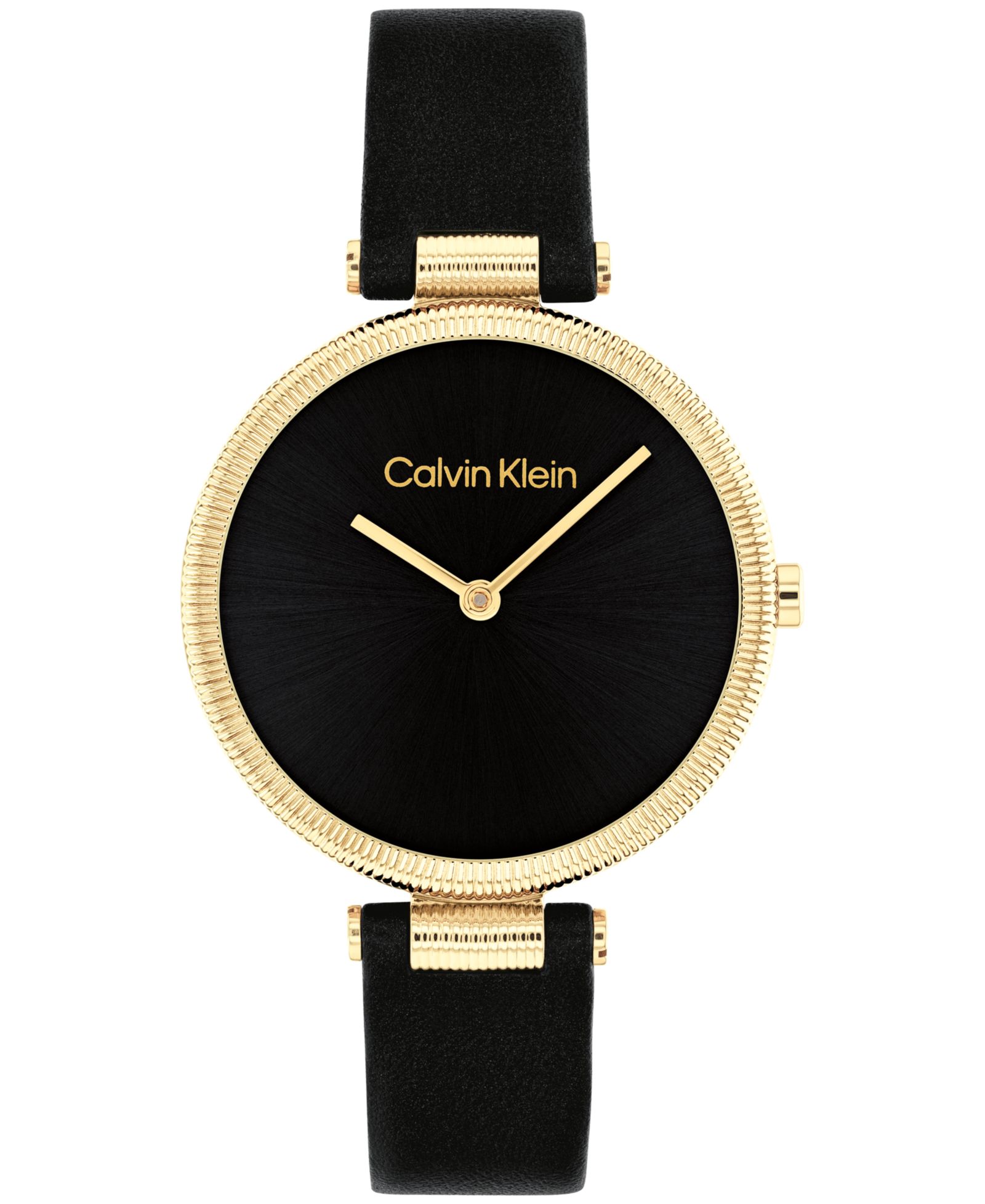 Женские часы Calvin Klein Gleam Black с кожаным ремешком, 32mm